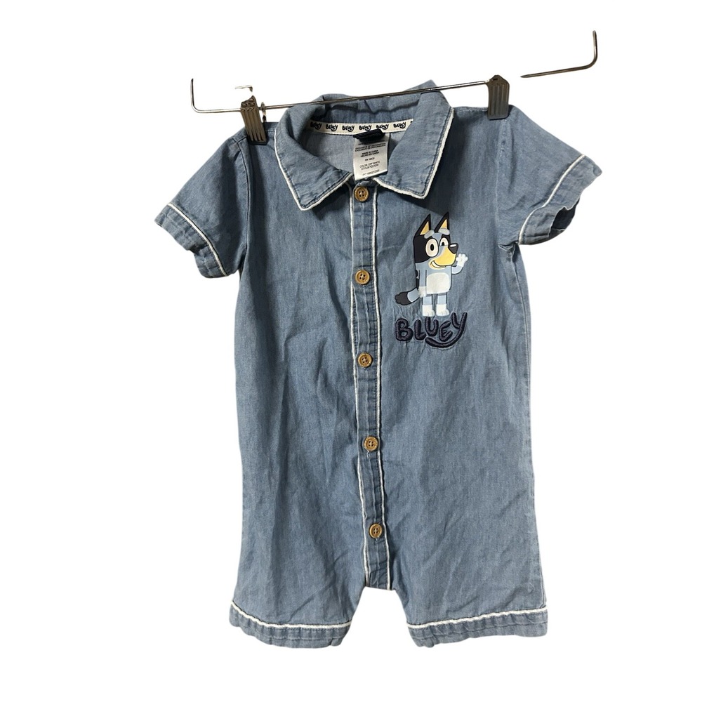 Disney Bluey 2018 Embroidered Denim Romper Size 18 Months